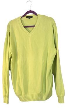 Scott Barber Green Sweater Mens XL V-neck Long Sleeve 100% Cotton Made in Italy